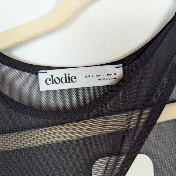 NWT Elodie Black Mesh One Shoulder Bodysuit Size L - Picture 6 of 9